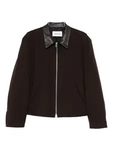 Куртка на молнии с кожаным воротником TONYWACK, коричневый