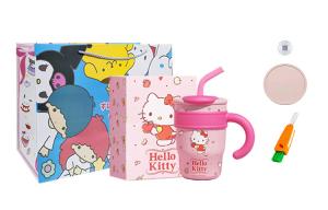 Термокружка Sanrio, hello kitty розовый + coaster + carrot cup brush + sanrio family gift bag