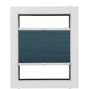 Солнечные жалюзи-плиссе Waben Budget Wabe Verdunklung затемняющие, без сверления, с натяжкой Klemmfix, гладкие Sunlines, синий/белый