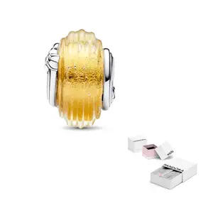 Pandora 925 Sterling Silver подвески со стеклом и синтетическим цирконием для женщин Gold