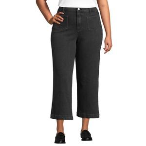 Мягкие джинсы плюс сайз с высокой посадкой и расклешенными штанинами Lands' End, цвет black stone wash