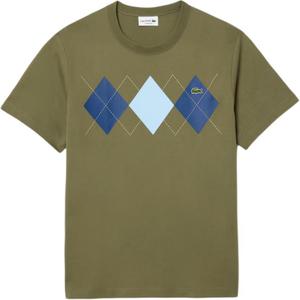 Футболка Cotton с узором Argyle LACOSTE, хаки