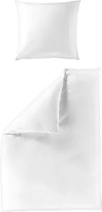 Комплект постельного белья JACK Mako Satin, однотонные цвета: антрацит, белый, серебристый, серо-коричневый, разные размеры, элегантный шелковистый блеск, цвет: белый, размер: 200x200 см Jack