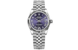 ROLEX Автоматические механические женские часы Log Series 31 мм с фиолетовым циферблатом и браслетом из устричной стали