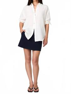 Блузка Birdie Linen Oversized летнего белого цвета French Connection