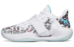 Баскетбольные кроссовки Water Flower 4 мужские с низким верхом, белые/прозрачные, весенне-голубые Anta