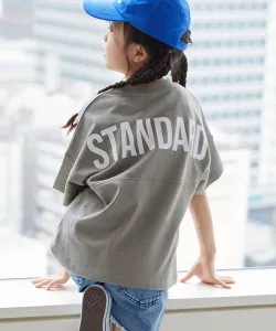 Футболка с коротким рукавом, 100% хлопок, сохраняет форму, с принтом логотипа STANDARD на спине, детская, весна/лето 2016 Devirock, цвет D Greige