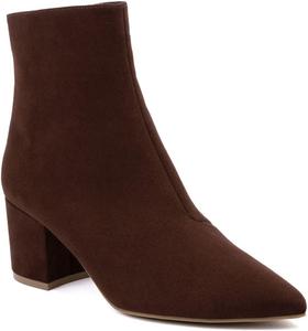 Женские ботильоны Sugar с высоким каблуком - праздничные ботильоны на молнии сбоку, с округлым носком, модные ботинки для осени и вечеринок - Ночная жизнь, Brown-Microsuede