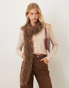 Пушистый шарф из искусственного меха My Accessories коричневого цвета