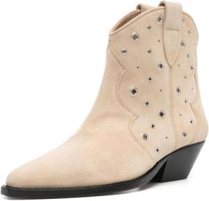 Женские ботильоны FOWT с заостренным носком, на невысоком грубом каблуке, типа челси, для широкой голени, повседневная уличная обувь, размеры US 4-16, Beige