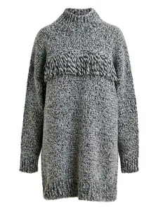 Свитер с воротником-стойкой и бахромой Essentiel Antwerp, серый