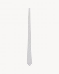 Шелковый галстук в полоску SAINT LAURENT, белый