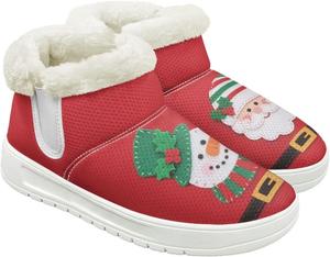 Зимние женские сапоги с утеплителем, с внутренней подкладкой из фланели, удобные легкие повседневные уличные ботинки для прогулок Hechitok, Christmas Santa Snowman