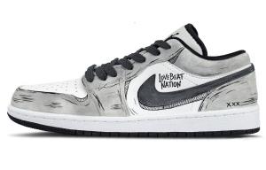 Jordan Кроссовки Air 1 Gray Fantasy Low top Vintage Basketball Shoes Unisex Gray White