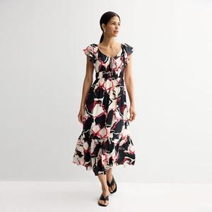 Миди-платье с пышными рукавами Nine West, цвет pink modern poppy