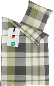 Постельное белье Renforce 135x200 см из 100% хлопка - клетчатое зеленое Carpe Sonno