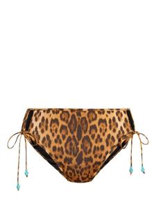 La Perla плавки бикини с леопардовым принтом и завязками по бокам, коричневый