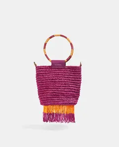 Сумка с круглой ручкой и бусинами Scalpers, розовый