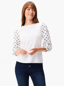 NIC+ZOE Женская белая хлопковая блузка с вышитыми глазками и пышными рукавами лодочкой Nic + Zoe