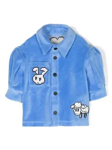 Бархатная рубашка со складками Natasha Zinko Kids, синий