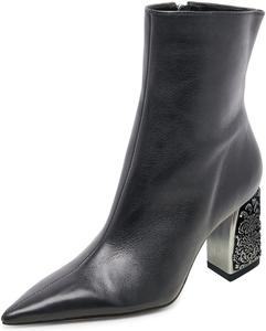 Женские ботильоны FYS с острым носком, на высокой массивной подошве, короткие, с боковой молнией, модные, на все сезоны, размер 4-16 US, Black