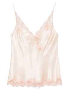 Шелковый топ на бретелях с кружевом Caudry Carine Gilson, розовый