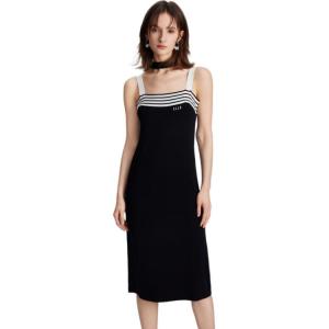 ELLE Летнее платье-сорочка для женщин Black