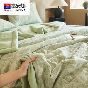 Fuanna Летнее одеяло 180х220 см, трехслойный жаккард, хлопок, дышащее, влаговпитывающее