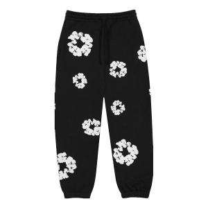 Спортивные брюки Denim Tears Cotton Wreath Logo Sweatpants 'Black White', черный