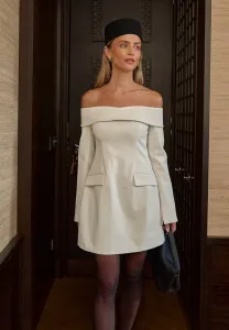 Сшитое по фигуре мини-платье с открытыми плечами Na-Kd, Cream