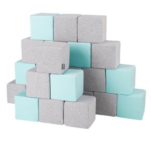KiddyMoon Soft кубики 14см: светло-серый-мятный 24