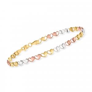 Браслет Ross-Simons из трехцветного золота 14 карат в форме сердца Ross-Simons, 8 In