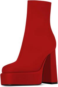 Женские ботильоны YDN на платформе с квадратным носком, высокие массивные каблуки, боковая молния, вечерние туфли для праздников, размеры 4-15 US