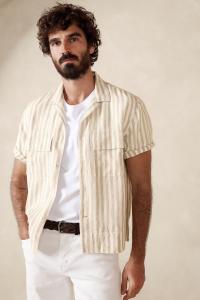 Льняная рубашка для отдыха Banana Republic, нейтральный