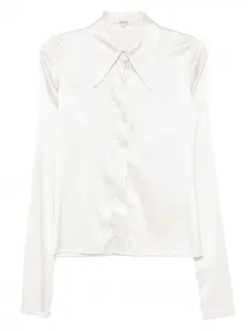 Рубашка Tina из смесового шелка с заостренным воротником MANURI, белый