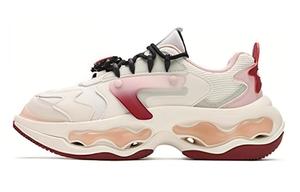 Низкие массивные кроссовки женские бело-красные FILA FUSION, молочно-белый/серебристый берёзовый