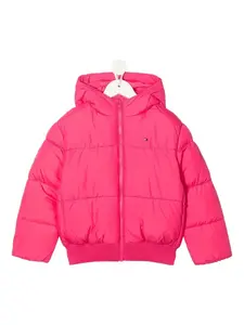 Стеганый пуховик с капюшоном Tommy Hilfiger Junior, розовый