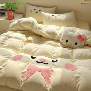 AVIVI Комплект постельного белья 1,2 м, пододеяльник 150x200 см, цвет бежевый, хлопок, вышивка