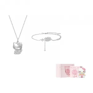 Sanrio Серебряное колье 925 пробы, набор с бантом и подарочной коробкой для женщин
