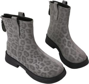 Женские ботинки, ботинки на массивном каблуке, с круглым носком в западном стиле, с противоскользящей подошвой для повседневной носки Generic, Gray -G