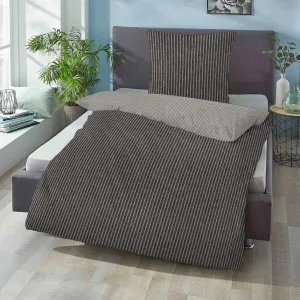 Постельное белье Dream Sleep Melange Flannel Stripes Doubleface 155x220 см + 80x80 см Traumschlaf
