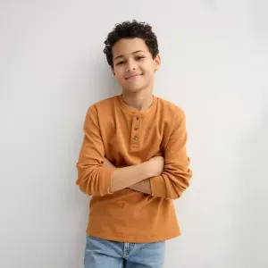 Супермягкая футболка хенли с длинным рукавом для мальчиков 8-20 лет, обычная и хаски Sonoma Goods For Life, цвет bronze
