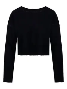 Укороченный топ с фестонами MAX MARA, черный