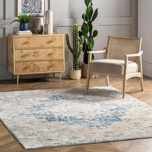 Ковер nuLOOM, 61 x 92 см, Diana Vintage для гостиной, спальни, столовой, прихожей, кухни, Blue/Ivory