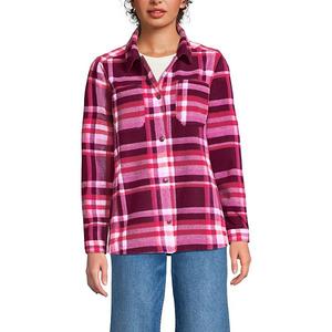 Женская флисовая рубашка-куртка anyweather Lands' End, Plum Magenta Plaid
