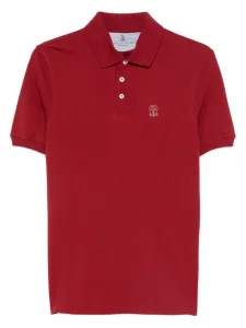 Рубашка поло с вышитым логотипом Brunello Cucinelli, красный