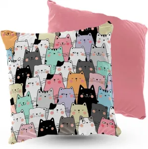 Подушка велюровая "Кошки" ПРЕМИУМ 40х40 см декоративная с наполнителем для гостиной, спальни или в подарок 5made