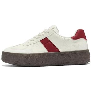 AGSDON Низкие женские скейтерские кроссовки бежево-красные, цвет Beige Red