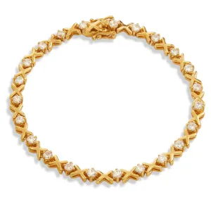 Теннисный браслет с розами 18 карат и поцелуями Savvy Cie Jewels, желтый