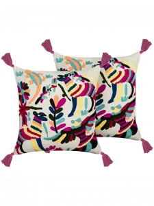 Декоративная подушка Beliani 2er Set Deko RAIGANJ, цвет bunt/weiß/rosa